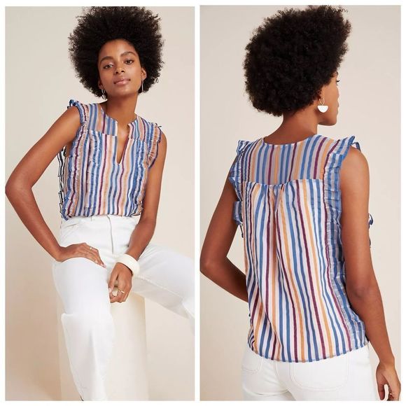 Anthropologie Tops - Anthropologie Elisabetta Ruffle Blouse